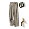 Grey wool wide-leg pants for women's autumn and winter style, high-waisted straight-leg casual pants, loose and high-end long dress pants details Picture